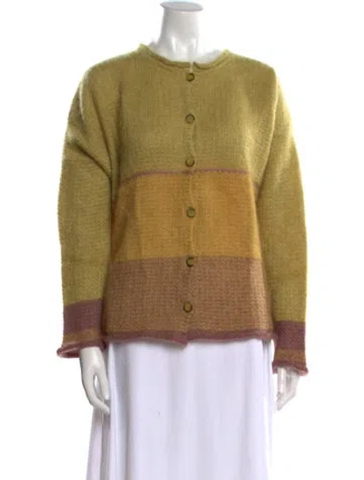Pre-owned Lilith Mohair Colorblock Pattern Sweater In Yellow