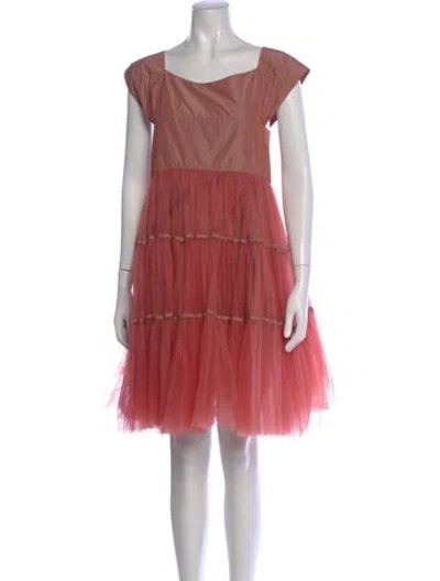 Pre-owned Lilith Off-the-shoulder Knee-length Dress In Pink