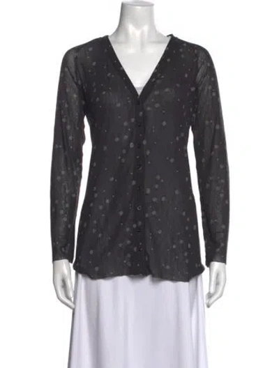 Pre-owned Lilith Patterned V-neck Sweater In Grey