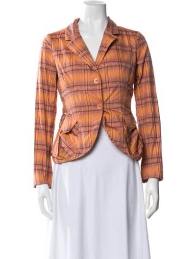 Pre-owned Lilith Plaid Print Blazer In Pink