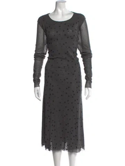 Pre-owned Lilith Polka Dot Print Long Dress In Grey