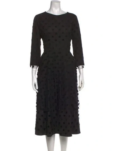 Pre-owned Lilith Polka Dot Print Midi Length Dress In Black