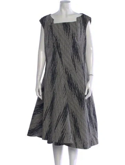Pre-owned Lilith Printed Midi Length Dress In Black