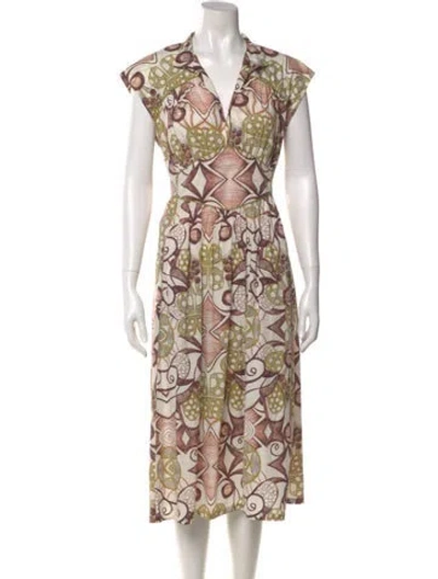 Pre-owned Lilith Printed Midi Length Dress In Multi