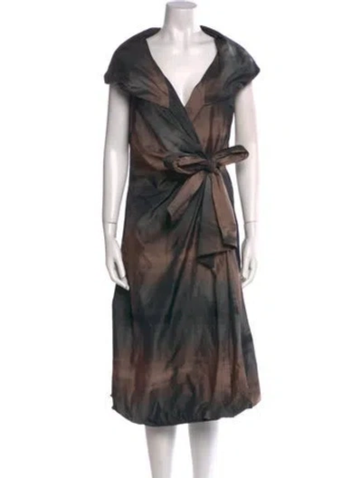 Pre-owned Lilith Printed Midi Length Dress In Neutral