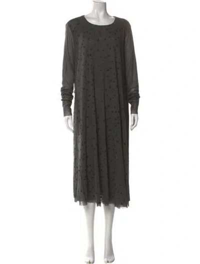 Pre-owned Lilith Scoop Neck Midi Length Dress In Gray