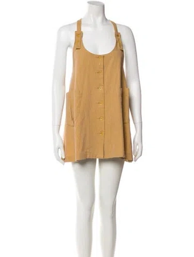 Pre-owned Lilith Scoop Neck Mini Dress In Neutral