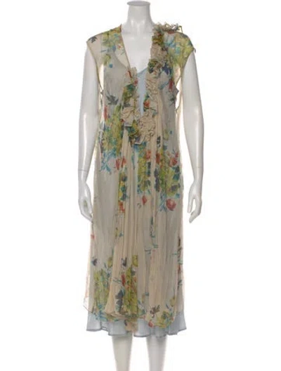 Pre-owned Lilith Silk Midi Length Dress In Neutral