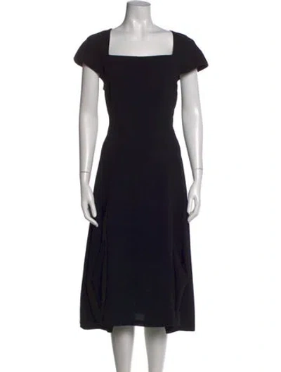 Pre-owned Lilith Square Neckline Midi Length Dress In Black