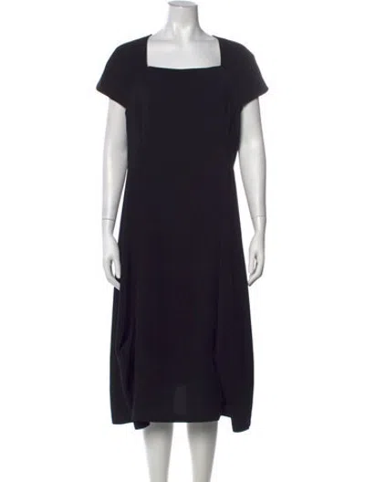 Pre-owned Lilith Square Neckline Midi Length Dress In Black