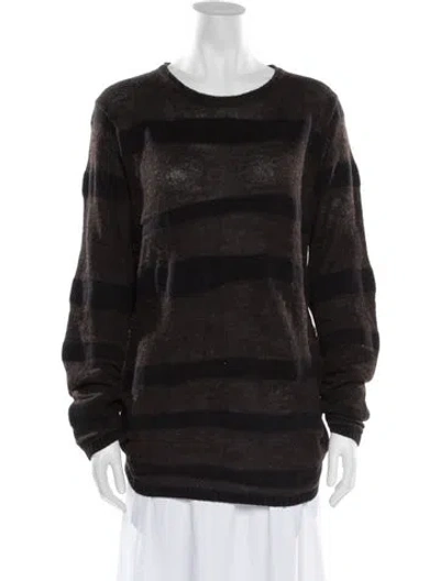 Pre-owned Lilith Striped Crew Neck Sweater In Brown