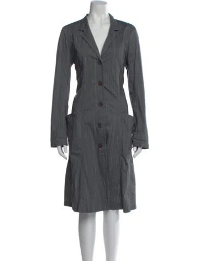 Pre-owned Lilith Striped Knee-length Dress In Gray