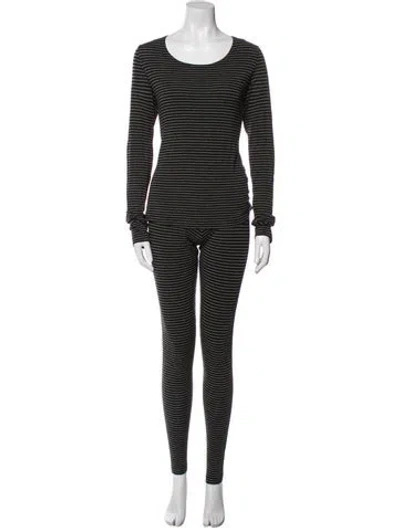 Pre-owned Lilith Striped Pant Set In Black