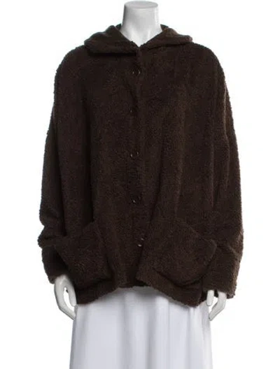 Pre-owned Lilith Tweed Pattern Faux Fur Jacket In Brown