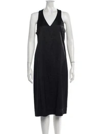 Pre-owned Lilith V-neck Knee-length Dress In Black