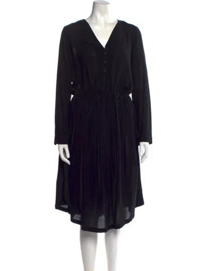 Pre-owned Lilith V-neck Midi Length Dress In Black