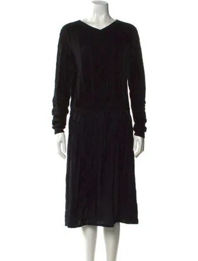 Pre-owned Lilith V-neck Midi Length Dress In Black