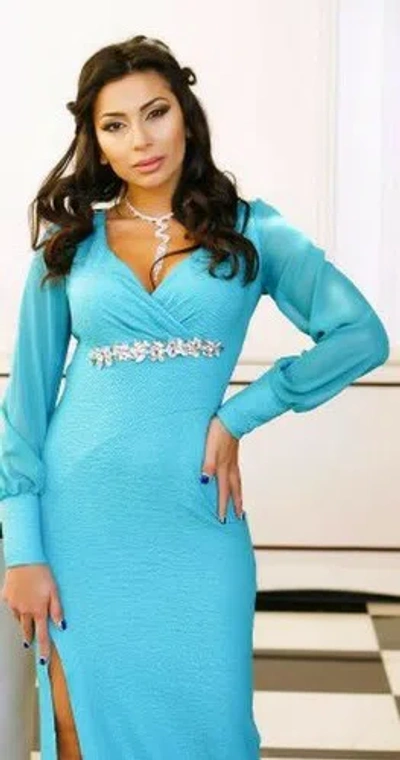 Pre-owned Liliya Collection Dress Women In Blue And Black