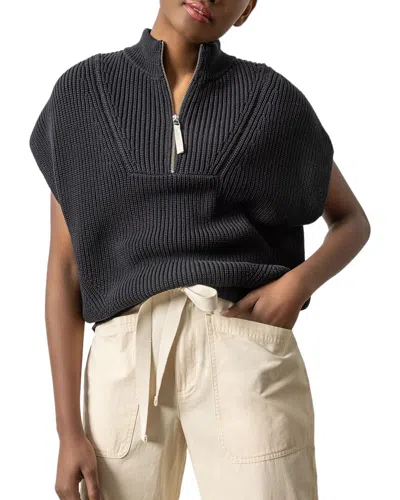 Lilla P 1/2-zip Poncho Sweater In Black