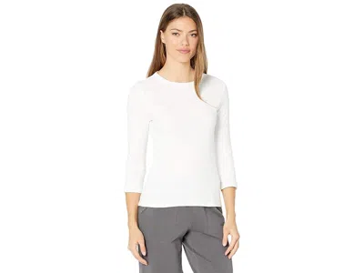 Lilla P 1x1 Rib 3/4 Sleeve Crewneck T-shirts In White