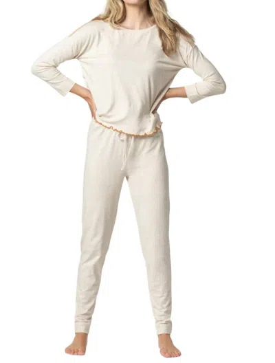 Lilla P 3/4 Long Sleeve & Pant Set In Oat In Brown