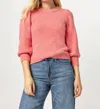 Lilla P 3/4 Puff Sleeve Sweater In Calypso In Pink