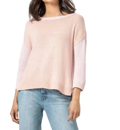 Lilla P 3/4 Sleeve Colorblock Sweater In Blush Combo In Multi