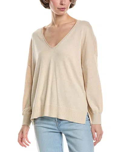Lilla P 3/4-sleeve Drop-shoulder Sweater In Neutral