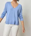 Lilla P 3/4 Sleeve Drop Shoulder Sweater In Marlin In Multi