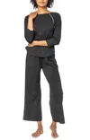 Lilla P 3/4 Sleeve Sleepwear Set In Black In Black