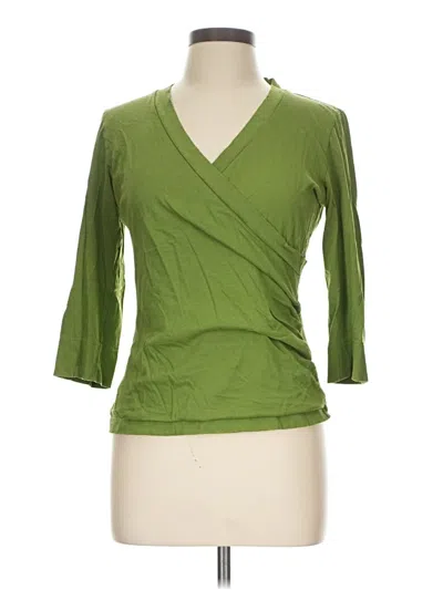 Pre-owned Lilla P 3/4 Sleeve Top Green V-neck Tops