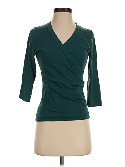 Pre-owned Lilla P 3/4 Sleeve Top Teal V-neck Tops
