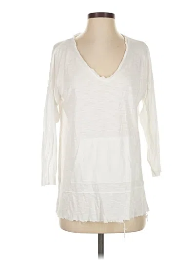Pre-owned Lilla P 3/4 Sleeve Top White V Neck Tops