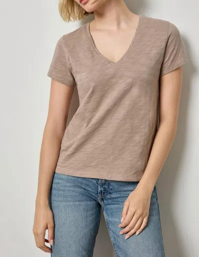 Lilla P Back Seam V-neck Tee In Driftwood In Brown