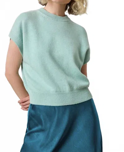 Lilla P Banded Bottom Wedge Sweater In Frost In Blue
