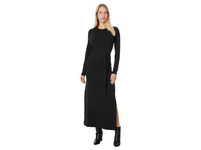 Lilla P Belted Maxi Column Dress In Black