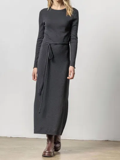 Lilla P Belted Maxi Column Dress In Black