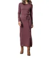 Lilla P Belted Maxi Column Dress In Wine In Pink
