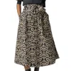 LILLA P BELTED MIDI SKIRT IN KHAKI MOTIF