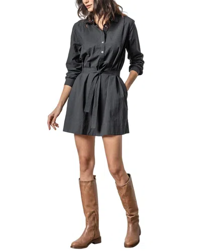 Lilla P Belted Shirt Dress In Black
