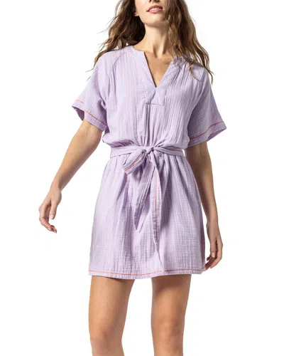 Lilla P Belted Split Neck Dress In Multi