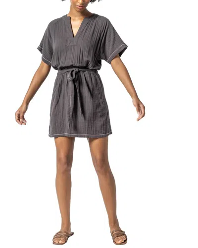 Lilla P Belted Split Neck Dress In Multi