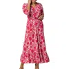 Lilla P Belted V-neck Maxi Dress In Iceberg Print In Multi