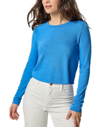 Lilla P Bias Cut Crewneck Top In Blue