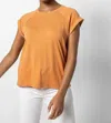Lilla P Boxy Cuffed Sleeve Crewneck In Honey In Gold