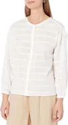 Lilla P Bracelet Sleeve Button Down Top In White In White