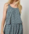 Lilla P Button Back Tank In Orchid Print In Gray