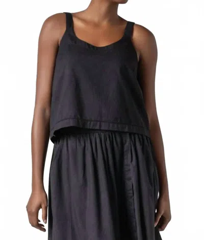 Lilla P Button Back Tank Top In Black In Blue
