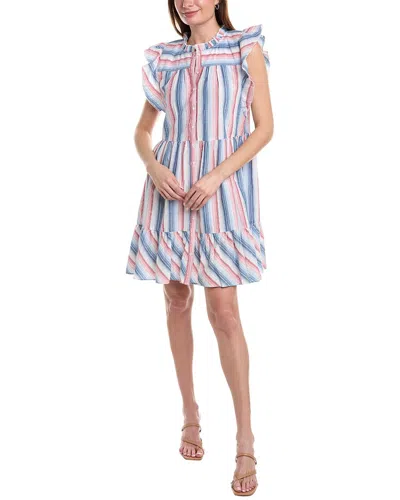 Lilla P Button Down Peplum Dress In Blue