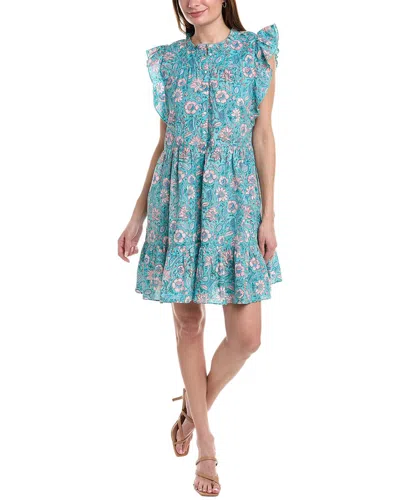 Lilla P Button Down Peplum Dress In Blue